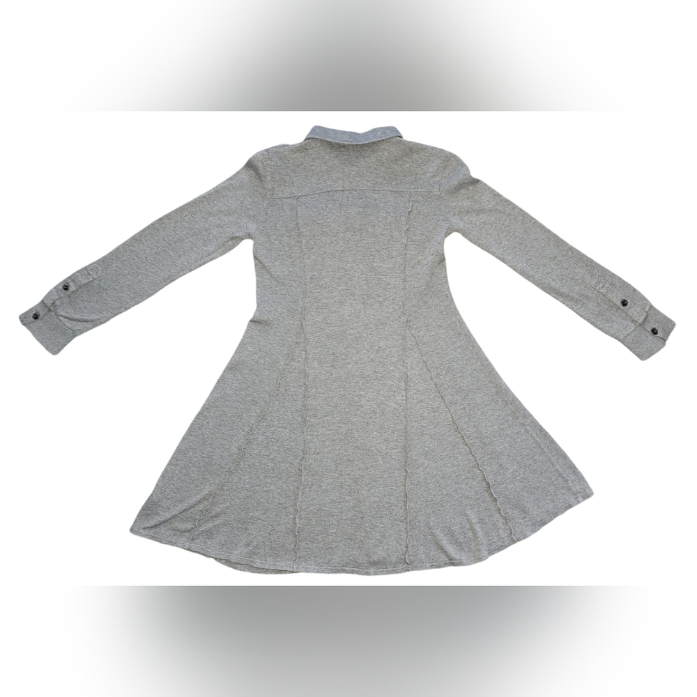 Free People Gray Military Button Front Fit & Flare Sweater Dress Jacket Sz S - Picture 8 of 16